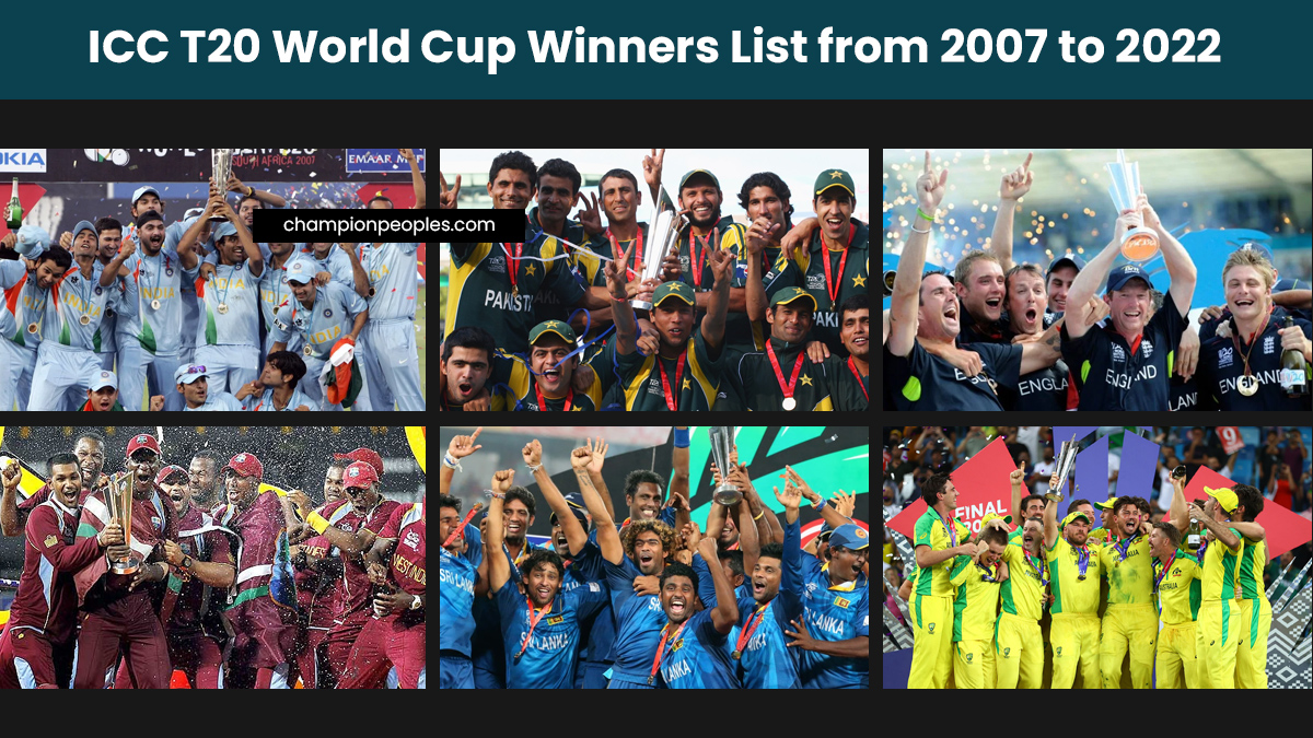 ICC T20 World Cup Winners List from 2007 to 2022